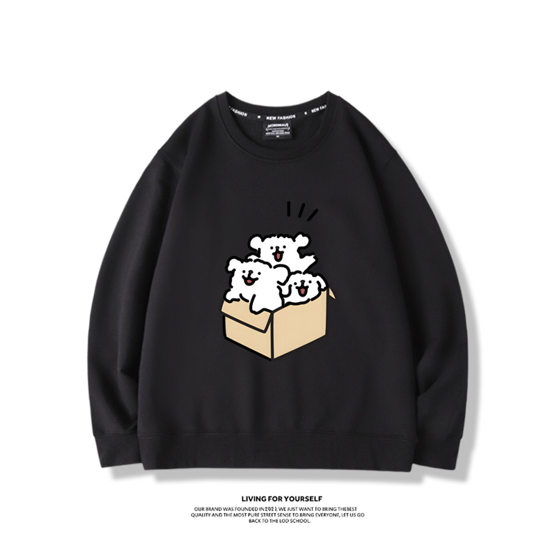 線條小狗2023親子情侶裝 圓領長袖