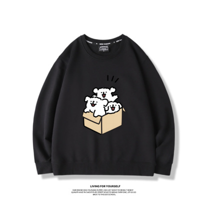 線條小狗2023親子情侶裝 圓領長袖