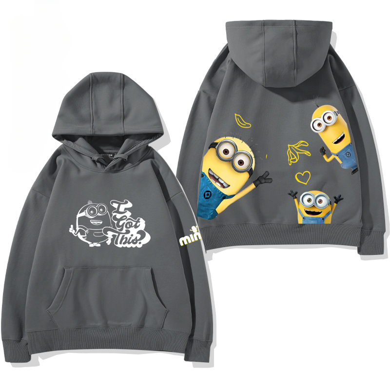 小黃人 聯名衛衣2024秋冬新款親子情侶裝薄絨款連帽衛衣