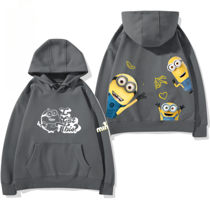 小黃人 聯名衛衣2024秋冬新款親子情侶裝薄絨款連帽衛衣