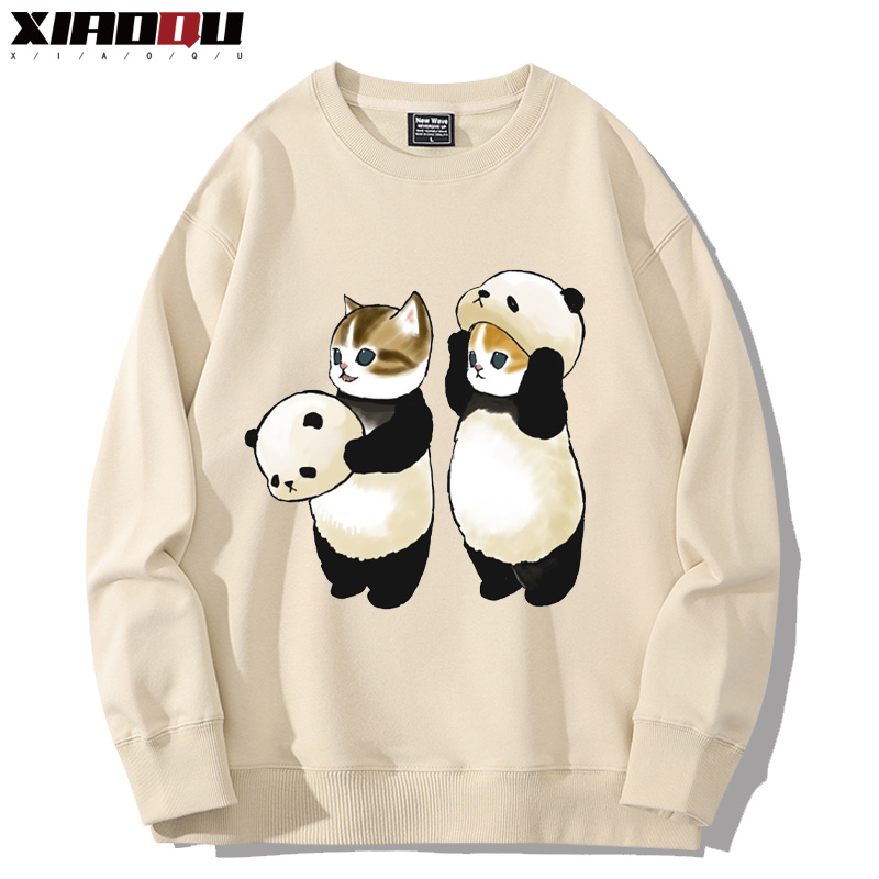 可愛貓咪熊貓 2024親子情侶裝 圓領長袖