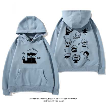 咒術迴戰聯名衛衣2024秋冬新款親子情侶裝薄絨款連帽衛衣