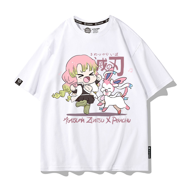 鬼滅之刃x精靈寶可夢 2025情侶男親子女同款 印花短袖T恤