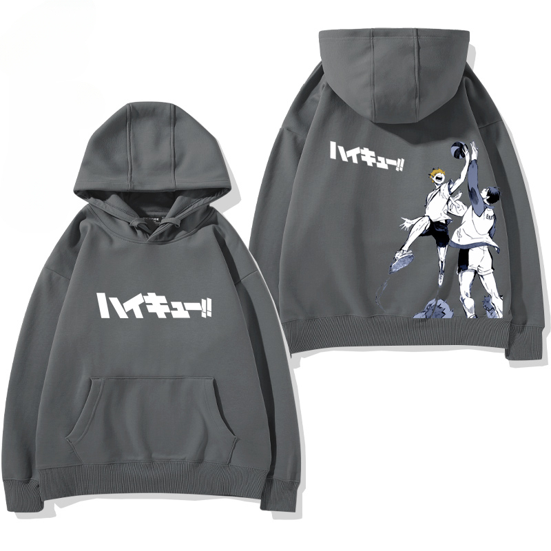 排球少年聯名衛衣2024秋冬新款親子情侶裝薄絨款連帽衛衣