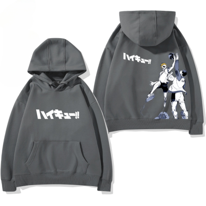 排球少年聯名衛衣2024秋冬新款親子情侶裝薄絨款連帽衛衣