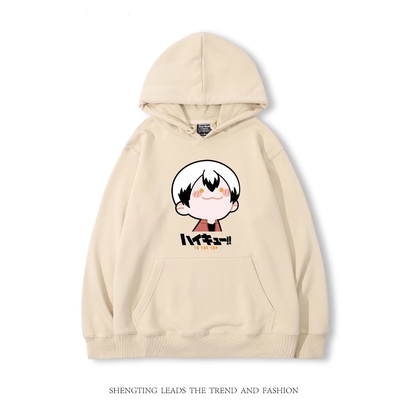 排球少年聯名衛衣2024秋冬新款親子情侶裝薄絨款連帽衛衣