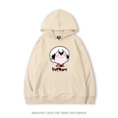 排球少年聯名衛衣2024秋冬新款親子情侶裝薄絨款連帽衛衣