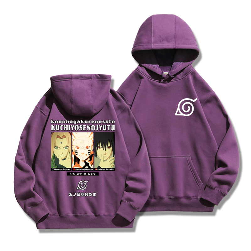 火影忍者聯名衛衣2024秋冬新款親子情侶裝薄絨款連帽衛衣