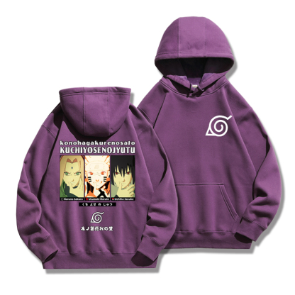 火影忍者聯名衛衣2024秋冬新款親子情侶裝薄絨款連帽衛衣