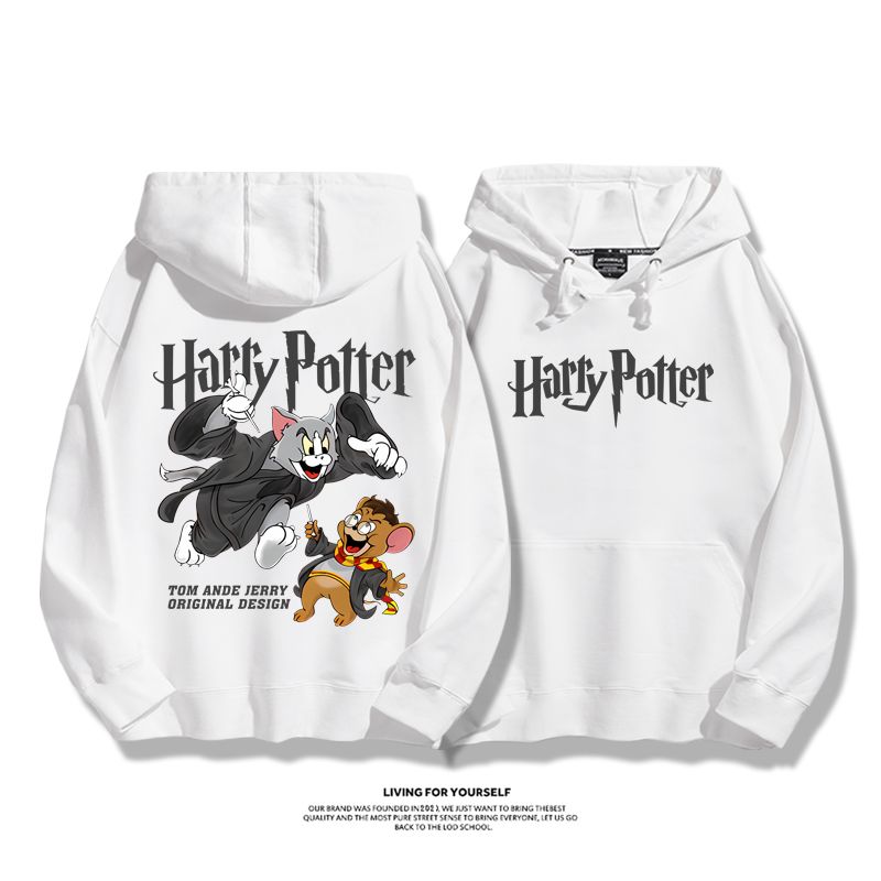 貓和老鼠x哈利波特聯名衛衣2023秋冬新款親子情侶裝薄絨款連帽衛衣