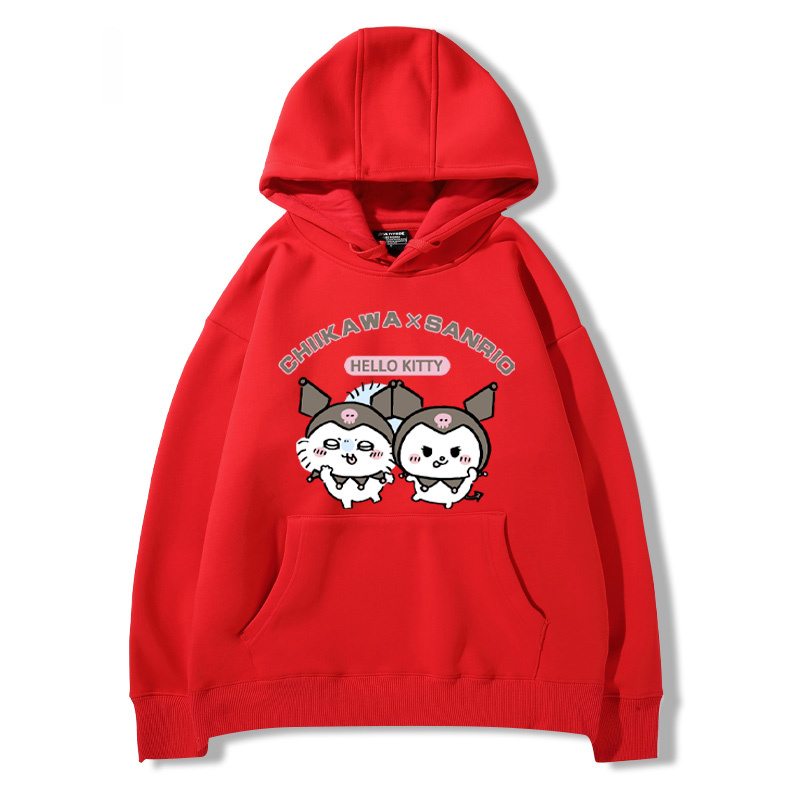 chiikawa吉伊卡哇聯名三麗歐 2024秋冬新款親子情侶裝薄絨款連帽衛衣
