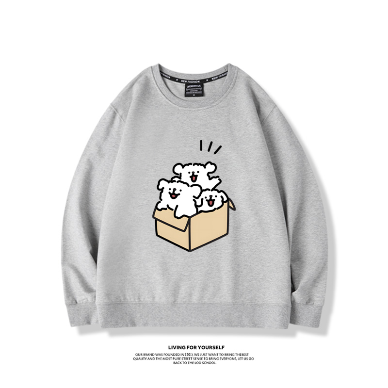 線條小狗2023親子情侶裝 圓領長袖