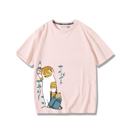 擠地鐵貓咪2024親子情侶男女同款 純棉T恤