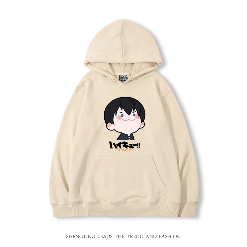 排球少年聯名衛衣2024秋冬新款親子情侶裝薄絨款連帽衛衣