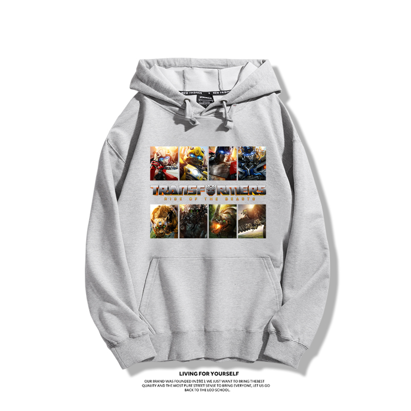 變形金剛聯名衛衣2023秋冬新款親子情侶裝薄絨款連帽衛衣