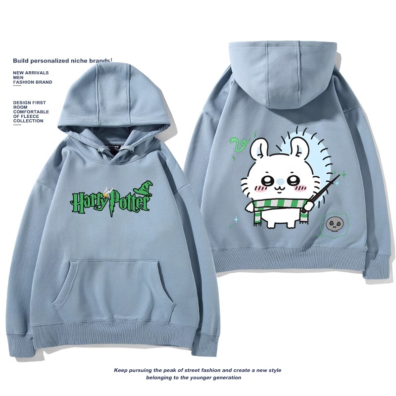 Chiikawa聯名衛衣2024秋冬新款親子情侶裝薄絨款連帽衛衣