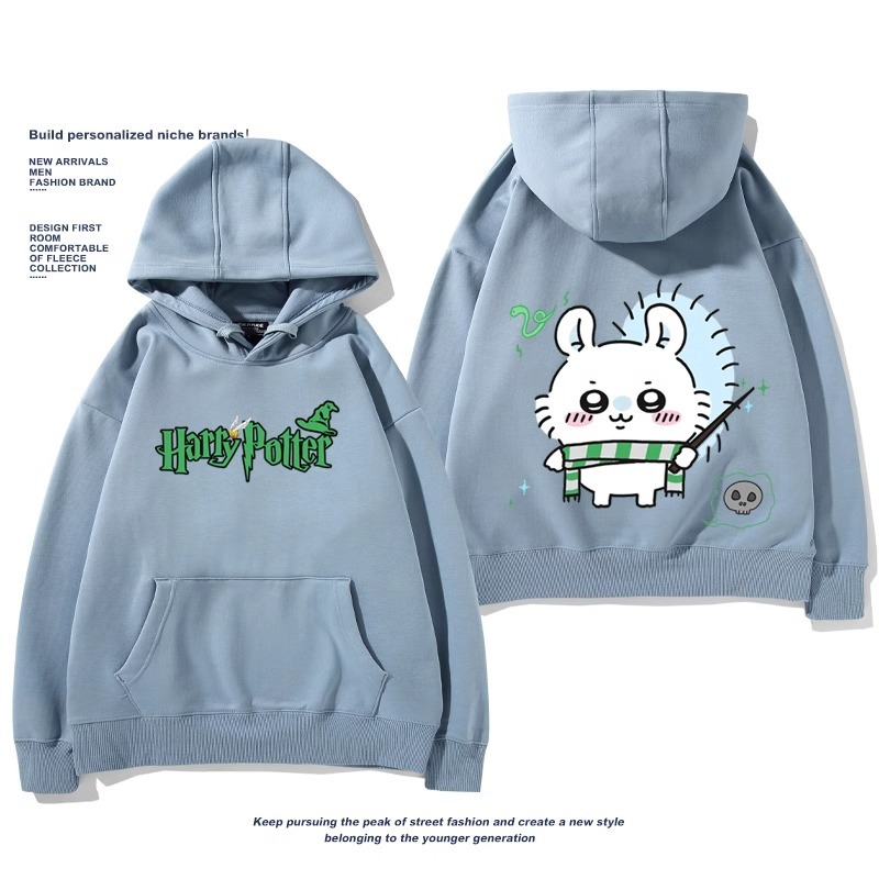 Chiikawa聯名衛衣2024秋冬新款親子情侶裝薄絨款連帽衛衣