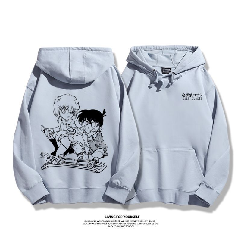 名偵探柯南聯名衛衣2023秋冬新款親子情侶裝薄絨款連帽衛衣