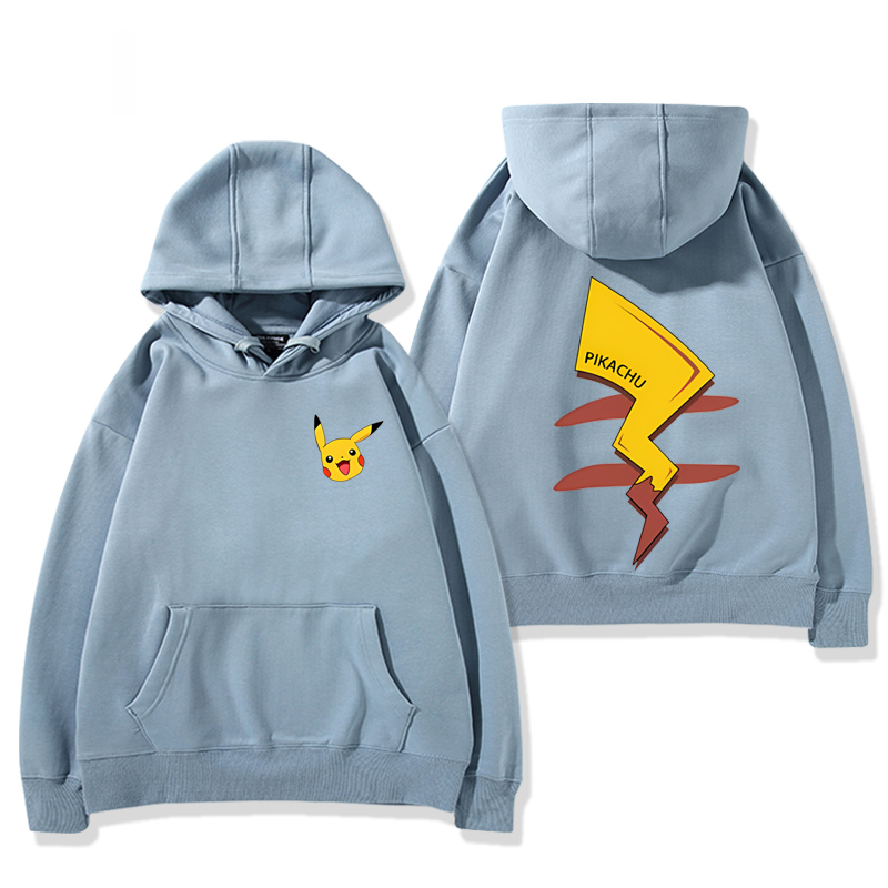 寶可夢 2024秋冬新款親子情侶裝薄絨款連帽衛衣