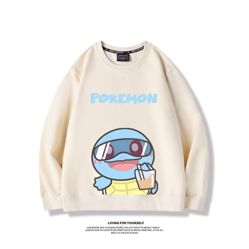 寶可夢喝奶茶2024親子情侶裝 圓領長袖