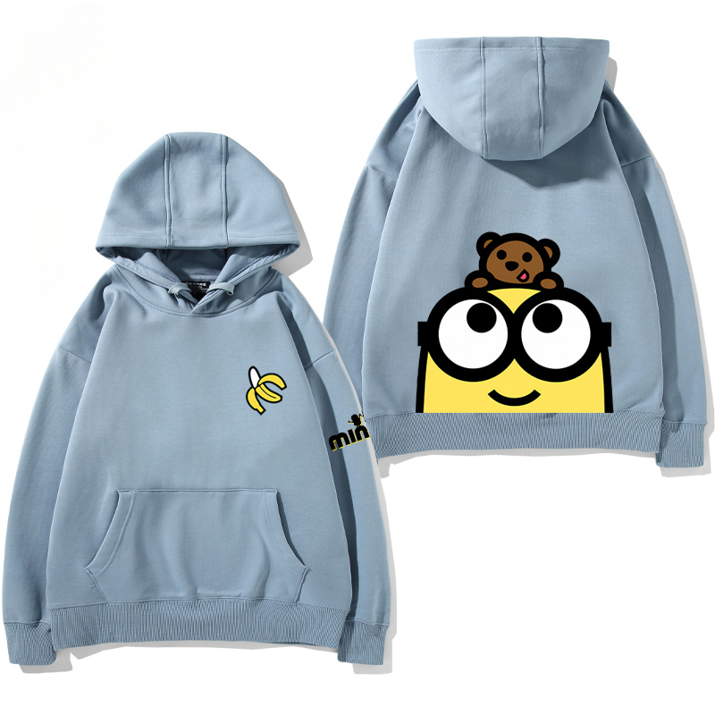小黃人 聯名衛衣2024秋冬新款親子情侶裝薄絨款連帽衛衣