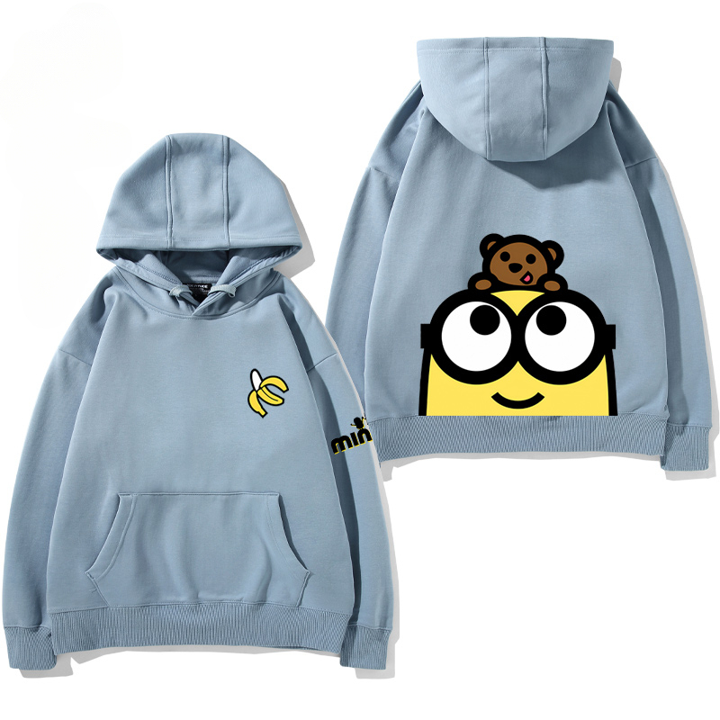 小黃人 聯名衛衣2024秋冬新款親子情侶裝薄絨款連帽衛衣