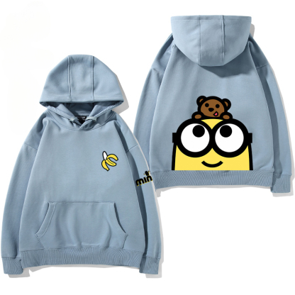 小黃人 聯名衛衣2024秋冬新款親子情侶裝薄絨款連帽衛衣