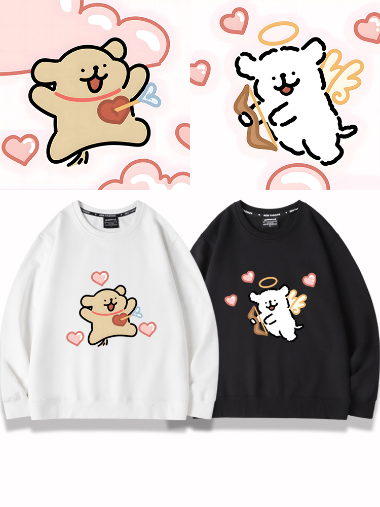 線條小狗2023親子情侶裝 圓領長袖