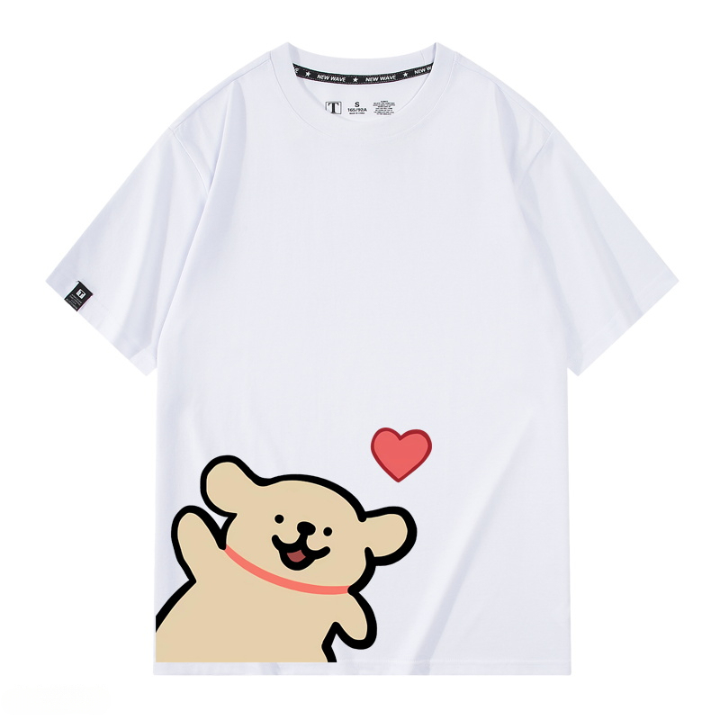 線條小狗 2024親子情侶男女同款 純棉T恤