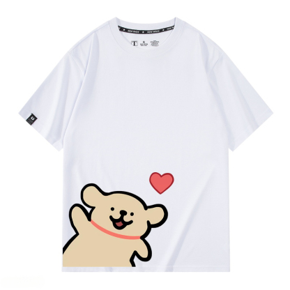 線條小狗 2024親子情侶男女同款 純棉T恤