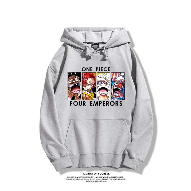 航海王四皇聯名衛衣2023秋冬新款親子情侶裝薄絨款連帽衛衣