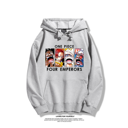 航海王四皇聯名衛衣2023秋冬新款親子情侶裝薄絨款連帽衛衣