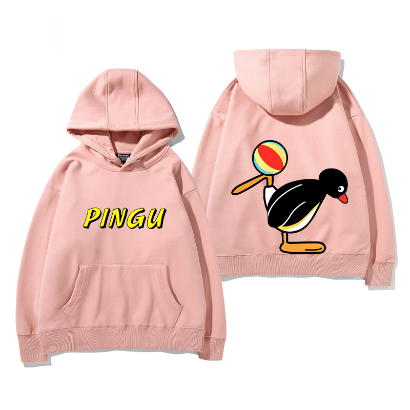 企鵝家族PINGU 聯名衛衣2024秋冬新款親子情侶裝薄絨款連帽衛衣
