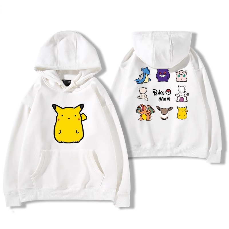 寶可夢聯名衛衣2024秋冬新款親子情侶裝薄絨款連帽衛衣