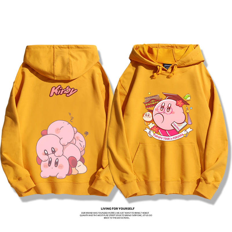 星之卡比聯名衛衣2024秋冬新款親子情侶裝薄絨款連帽衛衣