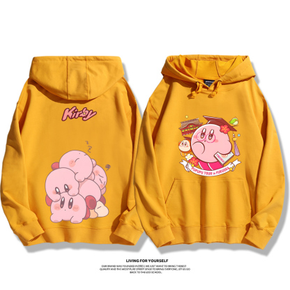 星之卡比聯名衛衣2024秋冬新款親子情侶裝薄絨款連帽衛衣