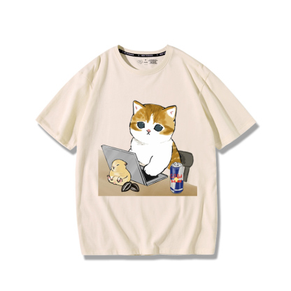 上班族貓咪2024親子情侶男女同款 純棉T恤