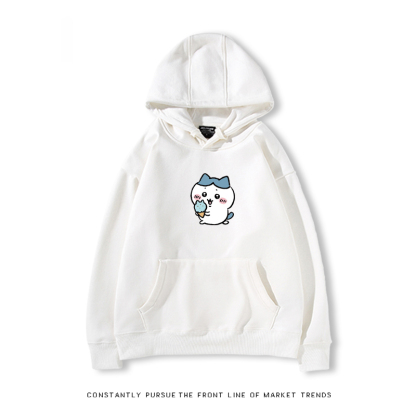 Chiikawa聯名衛衣2024秋冬新款親子情侶裝薄絨款連帽衛衣