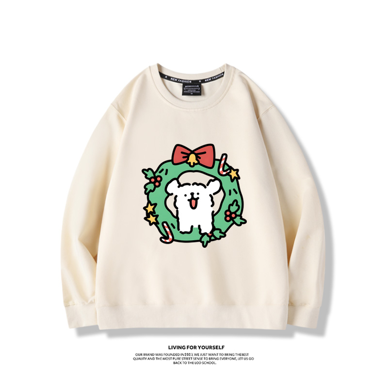 線條小狗聯名聖誕2023親子情侶裝 圓領長袖