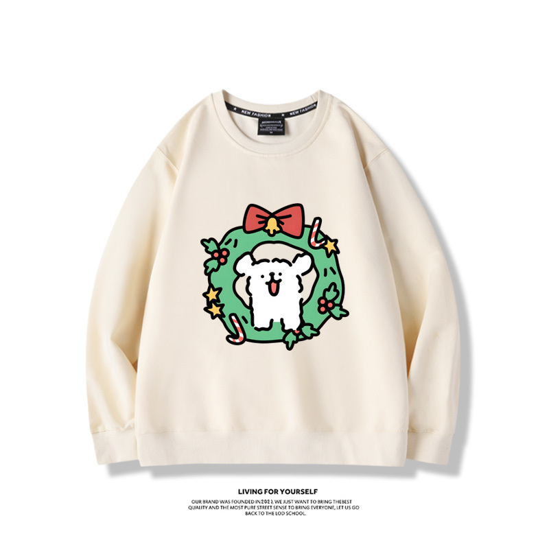 線條小狗聯名聖誕2023親子情侶裝 圓領長袖