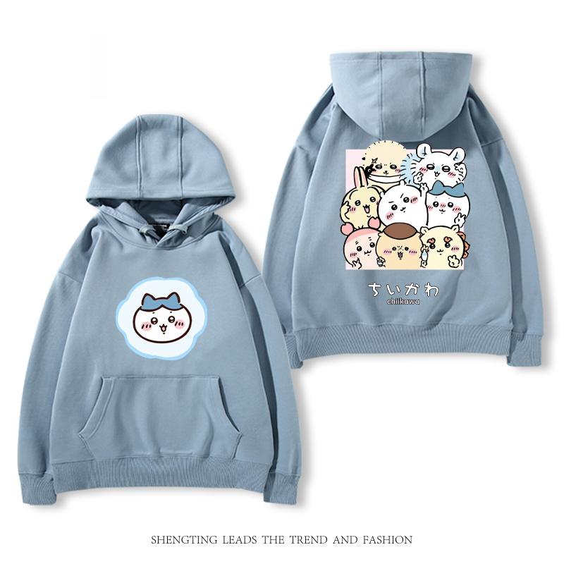 chiikawa 2024秋冬新款親子情侶裝薄絨款連帽衛衣