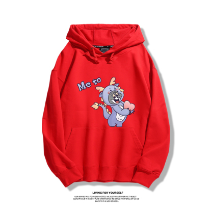 貓和老鼠聯名衛衣2023秋冬新款親子情侶裝薄絨款連帽衛衣