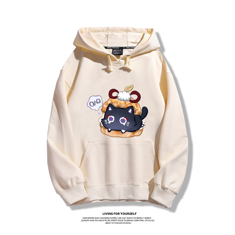 原神散兵貓貓聯名衛衣2023秋冬新款親子情侶裝薄絨款連帽衛衣