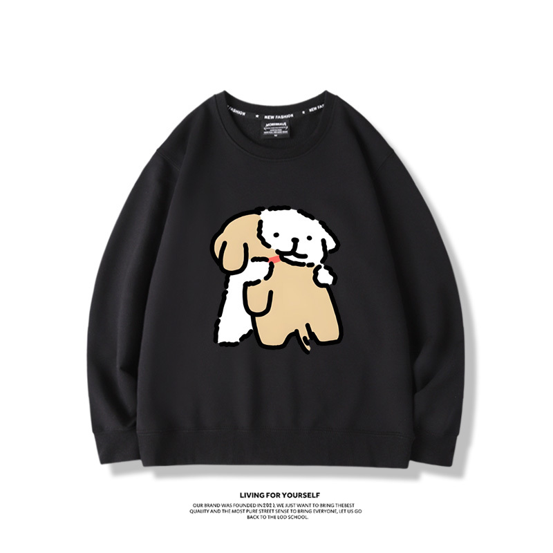 線條小狗2024親子情侶裝 圓領長袖