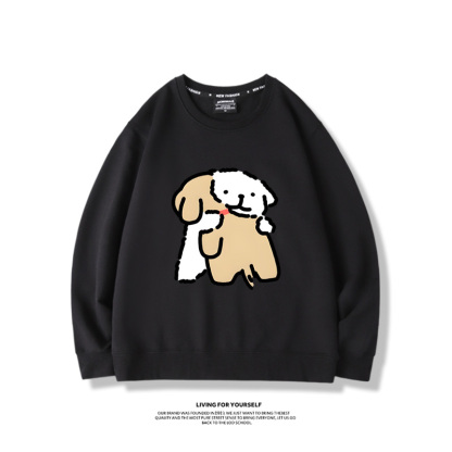 線條小狗2024親子情侶裝 圓領長袖