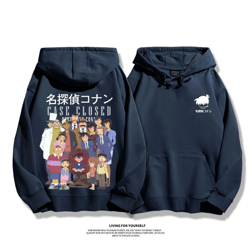 名偵探柯南聯名衛衣2024秋冬新款親子情侶裝薄絨款連帽衛衣