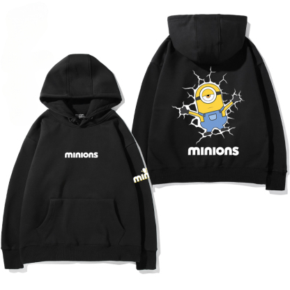 小黃人 聯名衛衣2024秋冬新款親子情侶裝薄絨款連帽衛衣