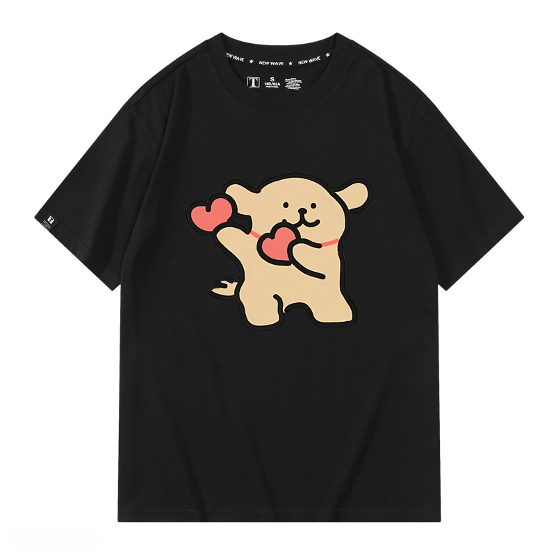 線條小狗 2024親子情侶男女同款 純棉T恤