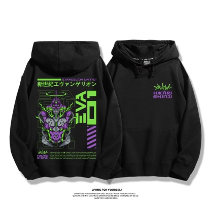 新世紀福音戰士EVA聯名衛衣2023秋冬新款親子情侶裝薄絨款連帽衛衣