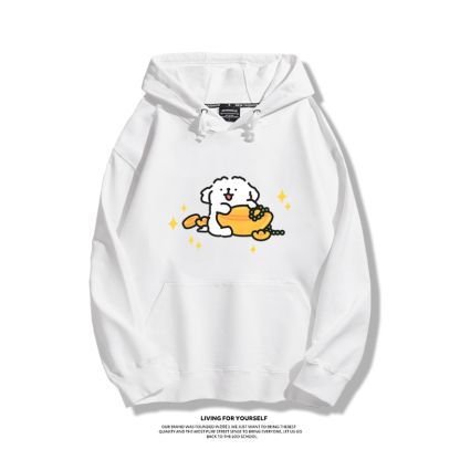 線條小狗聯名衛衣2023秋冬新款親子情侶裝薄絨款連帽衛衣